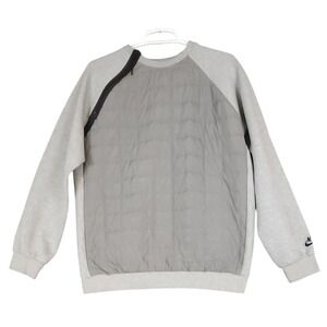 Nike Quilted Panel Crewneck Pullover Sweatshirt Gray Mens Size‎ M